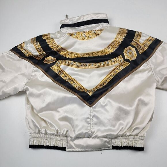 Vintage 80s 90s Giacca Sport Full Zip Windbreaker Jacket Gold Black  Size Medium - Picture 3 of 11